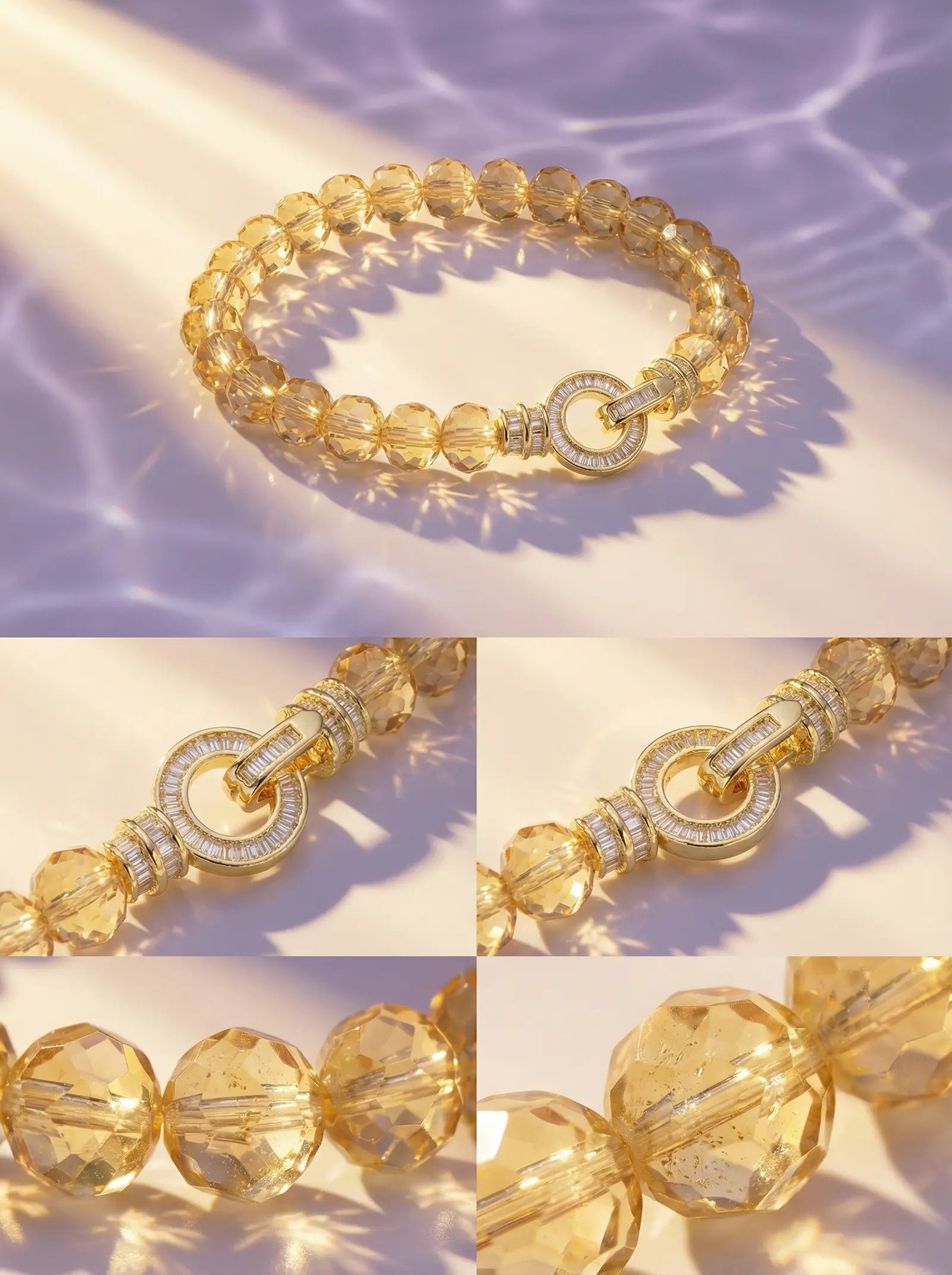 Brazilian Citrine Bracelet with Gold Clasp