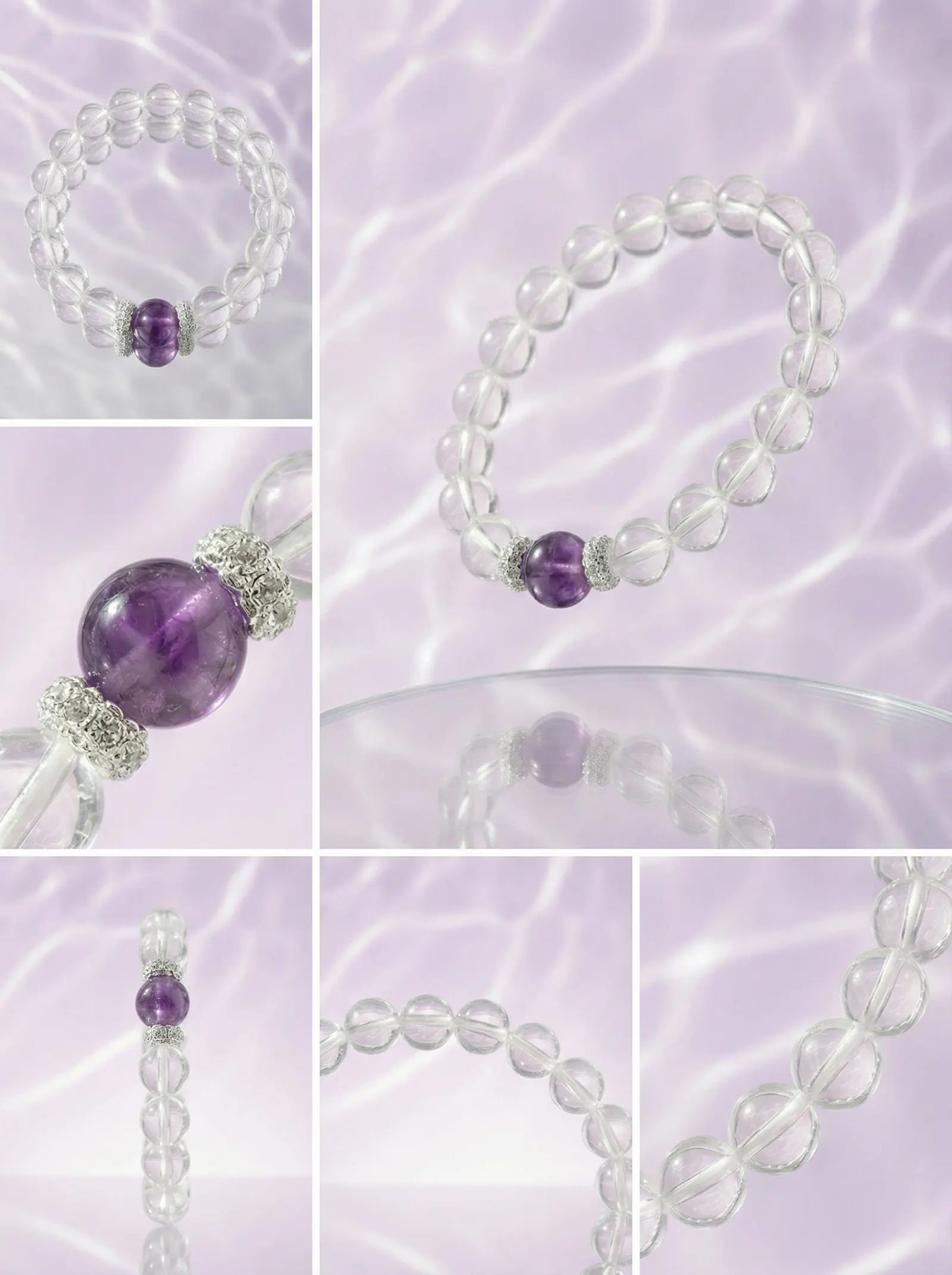 Clear Quartz & Purple Rabbit Hair Bracelet