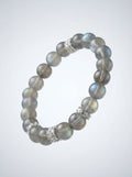 Gray Moonstone Beaded Bracelet with Silver