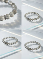 Gray Moonstone Beaded Bracelet with Silver