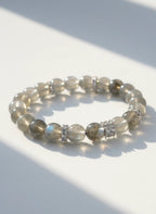 Gray Moonstone Beaded Bracelet with Silver