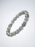 Gray Moonstone Beaded Bracelet with Silver