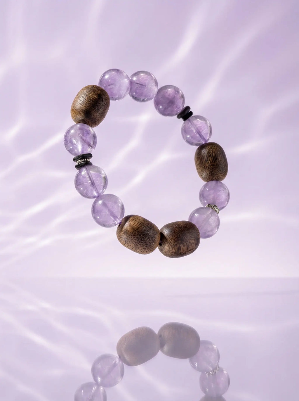 Hibiscus Amethyst & Scented Wood Bracelet