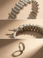 S925 Sterling Silver Textured Hoop Earrings