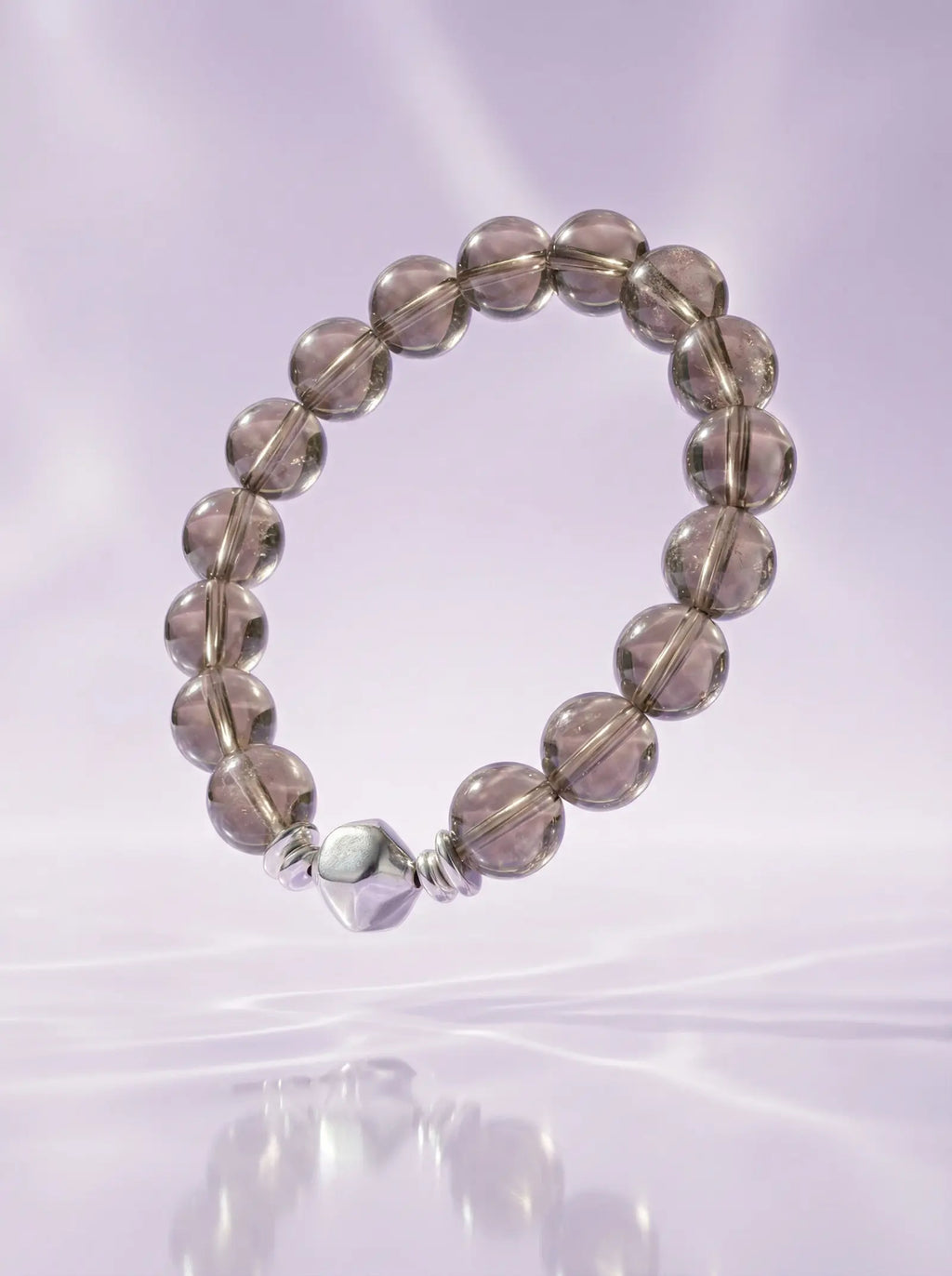 Smoky Quartz Beaded Bracelet with Silver