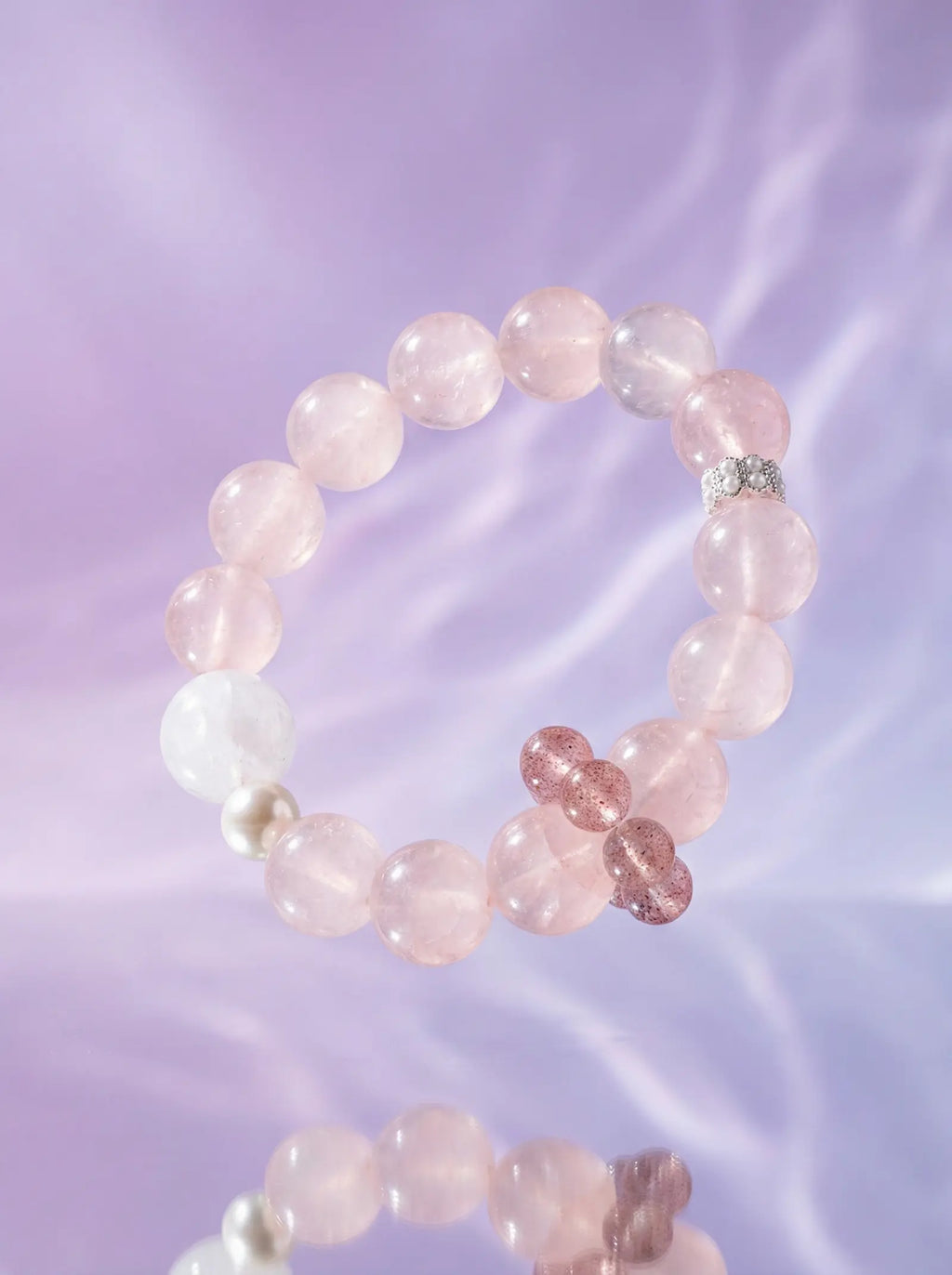 Pink Snow & Strawberry Quartz Bracelet
