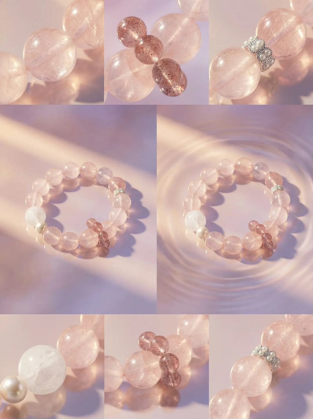 Pink Snow & Strawberry Quartz Bracelet