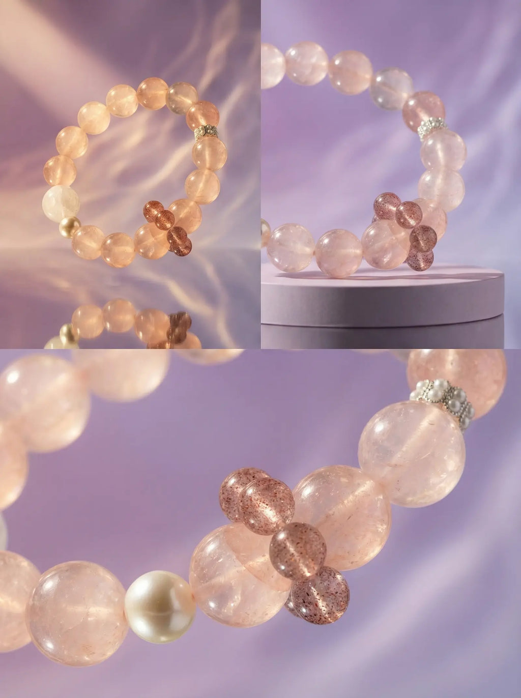 Pink Snow & Strawberry Quartz Bracelet