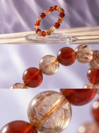 Red Phantom Quartz & Agate Bracelet