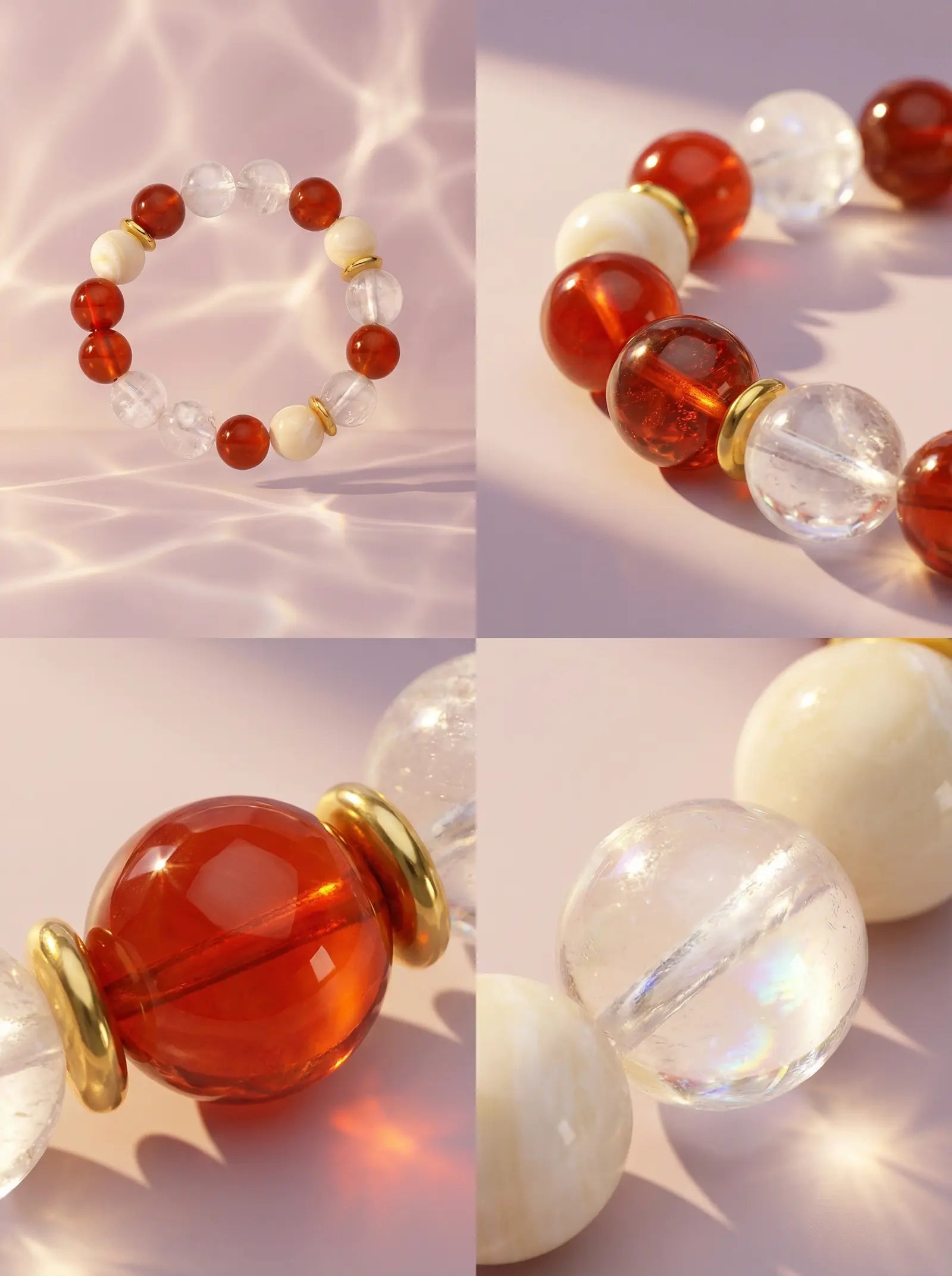 White Phantom & Red Agate Bracelet