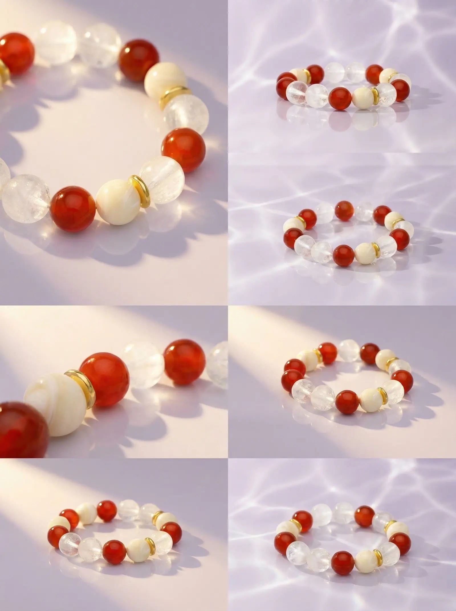 White Phantom & Red Agate Bracelet
