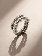 S925 Silver Stacked Pearl Ring (Adjustable)