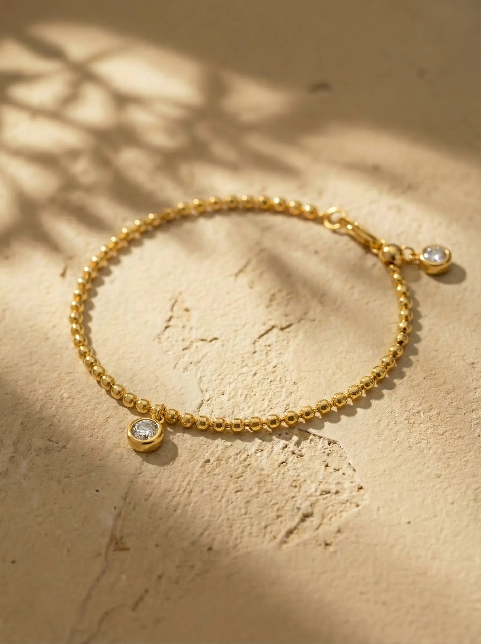 S925 Silver Bubble Laser Bead Bracelet (Gold Plated)