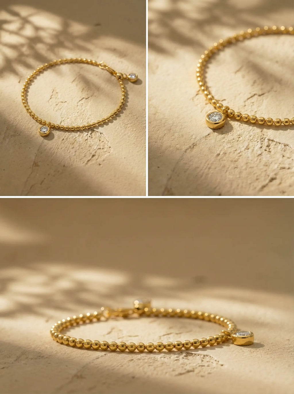 S925 Silver Bubble Laser Bead Bracelet (Gold Plated)