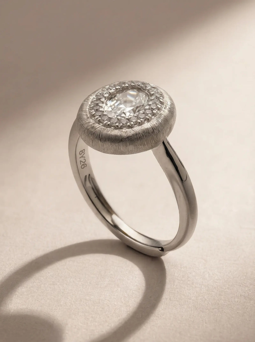 S925 Silver Brushed Oval Ring (Adjustable)