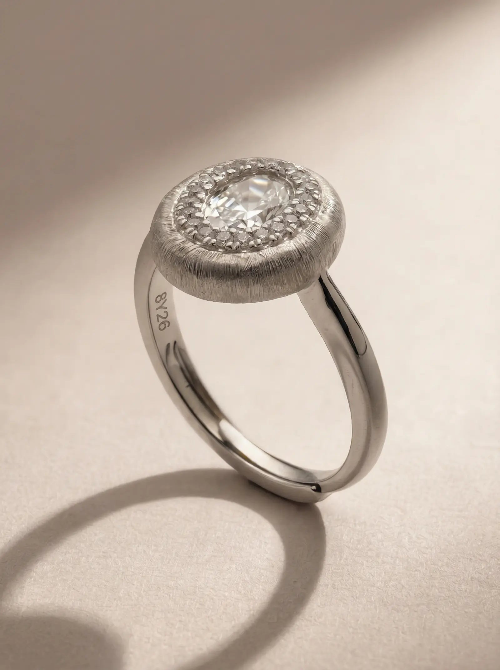 S925 Silver Brushed Oval Ring (Adjustable)