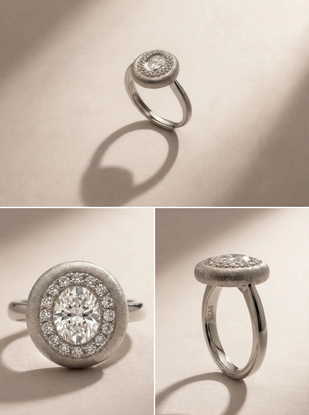 S925 Silver Brushed Oval Ring (Adjustable)