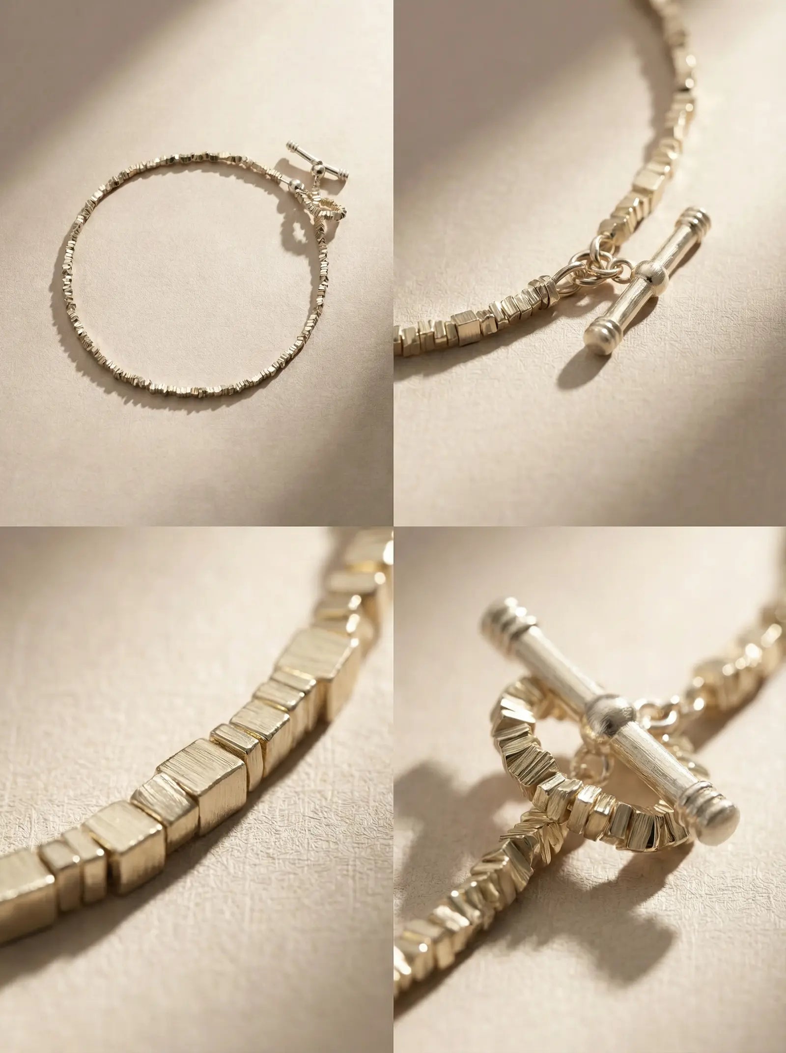 S925 Silver Crushed Nugget OT Bracelet