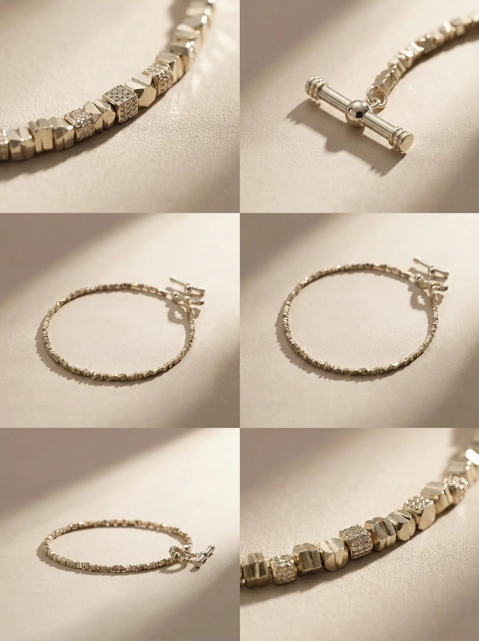 S925 Silver Crushed Nugget OT Bracelet