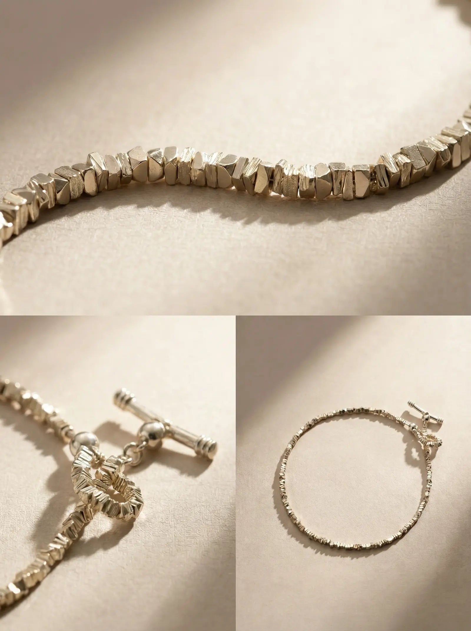 S925 Silver Crushed Nugget OT Bracelet