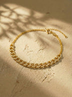 S925 Silver Pave Cuban Chain Bracelet (Gold Plated)