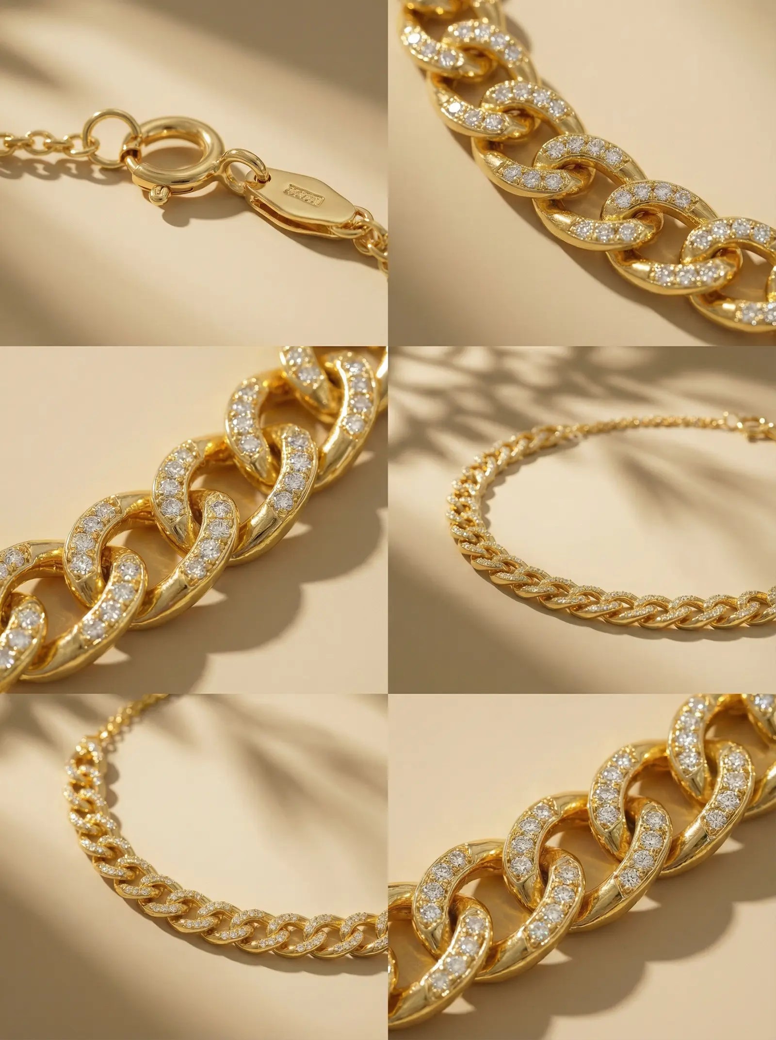 S925 Silver Pave Cuban Chain Bracelet (Gold Plated)