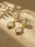Hammered Gold Lava Earrings with Zircon