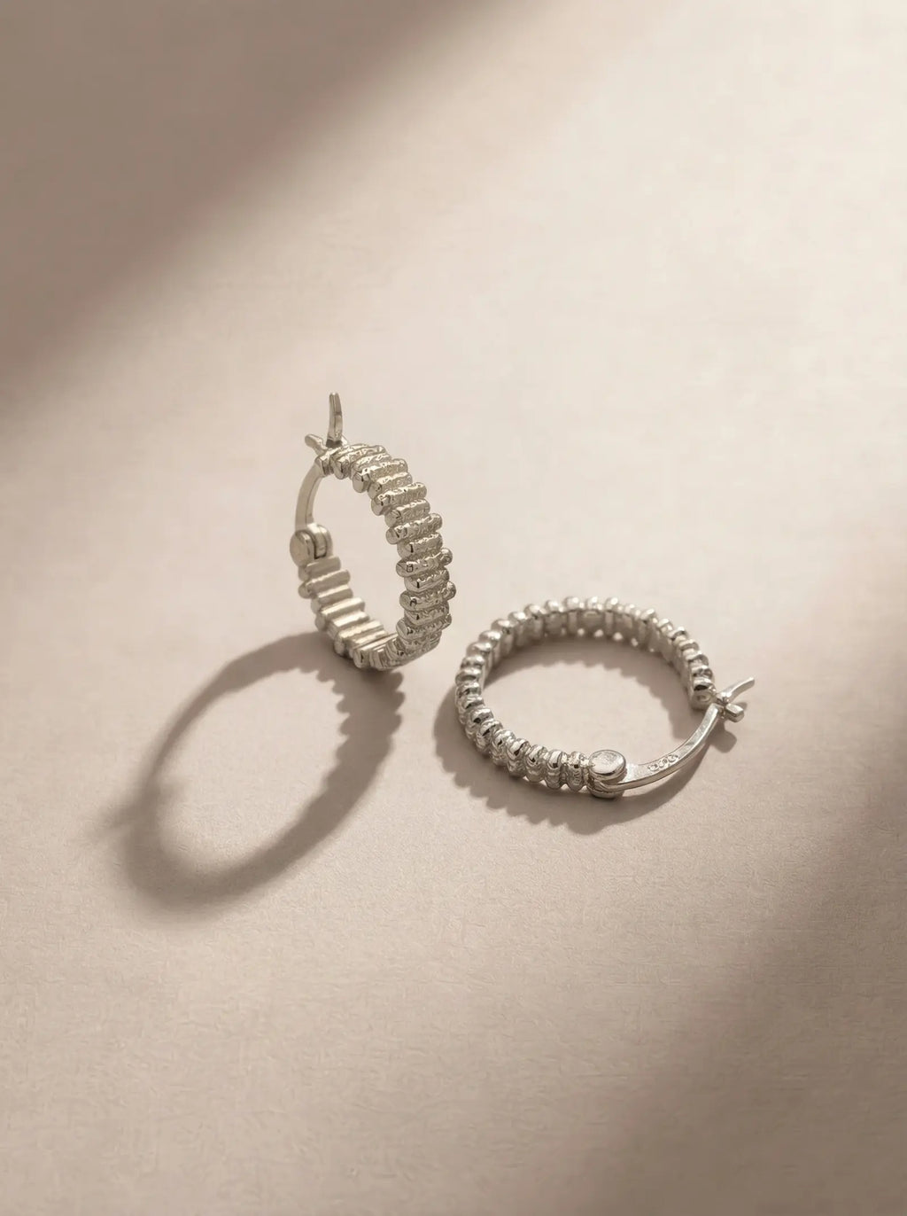 S925 Sterling Silver Textured Hoop Earrings