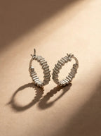 S925 Sterling Silver Textured Hoop Earrings