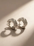 S925 Sterling Silver Quilted Hoop Earrings