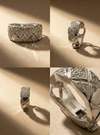 S925 Sterling Silver Quilted Hoop Earrings