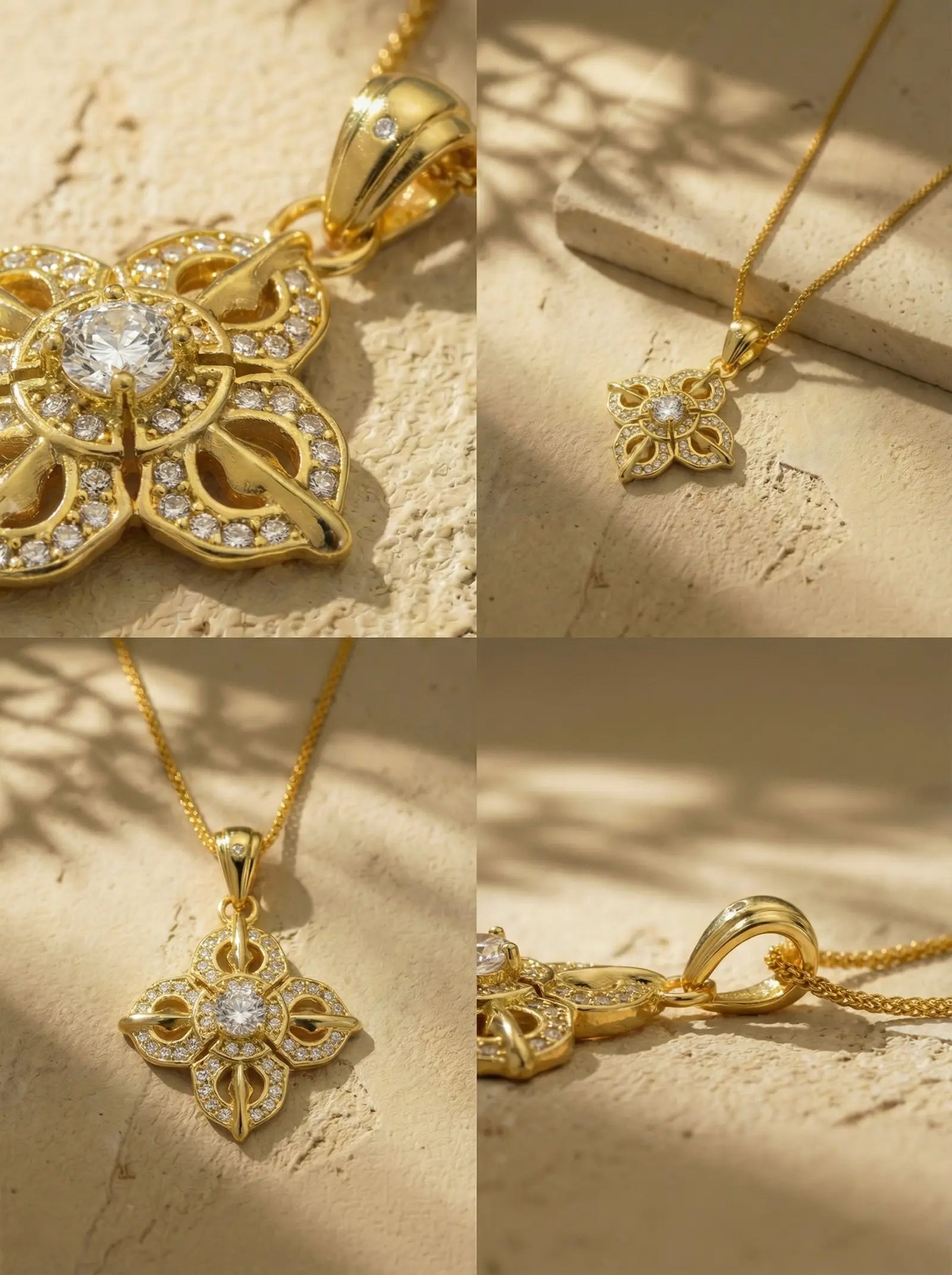 S925 Silver Vajra Four-Leaf Flower Necklace