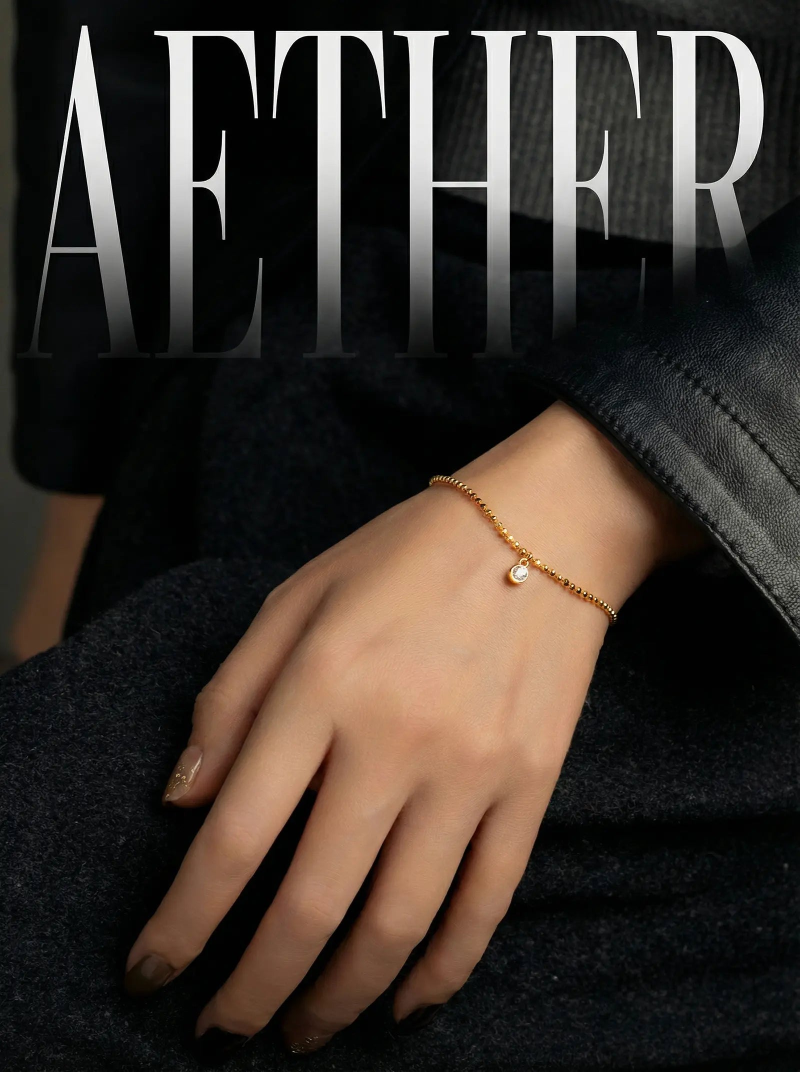 S925 Silver Bubble Laser Bead Bracelet (Gold Plated)