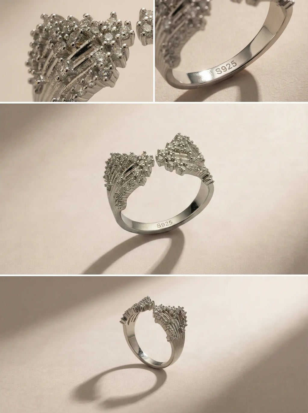 S925 Silver Stardust Textured Ring (Adjustable)