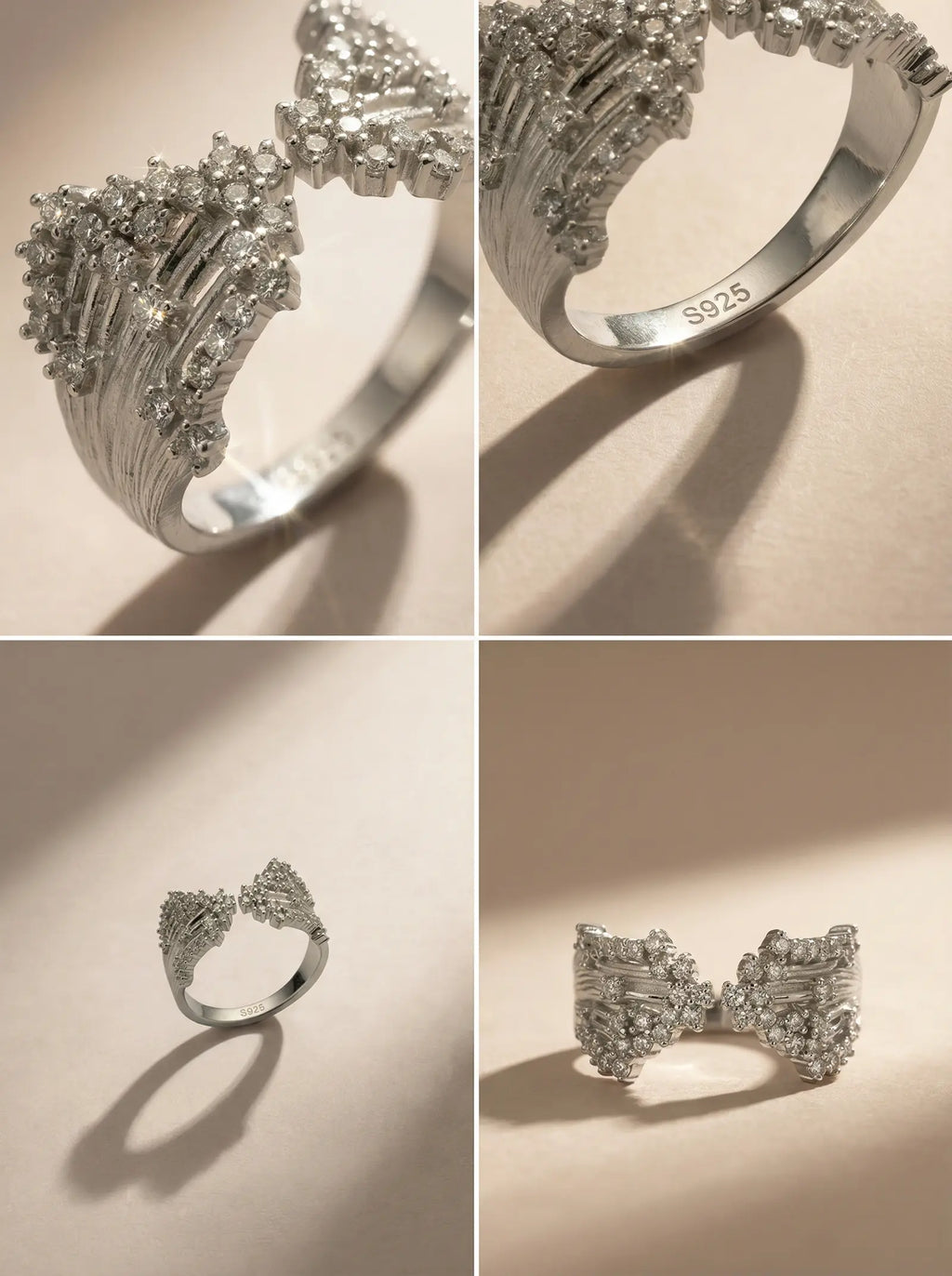 S925 Silver Stardust Textured Ring (Adjustable)