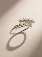 S925 Silver Wheat & Pearl Ring (Adjustable)