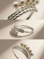 S925 Silver Wheat & Pearl Ring (Adjustable)