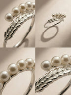 S925 Silver Wheat & Pearl Ring (Adjustable)