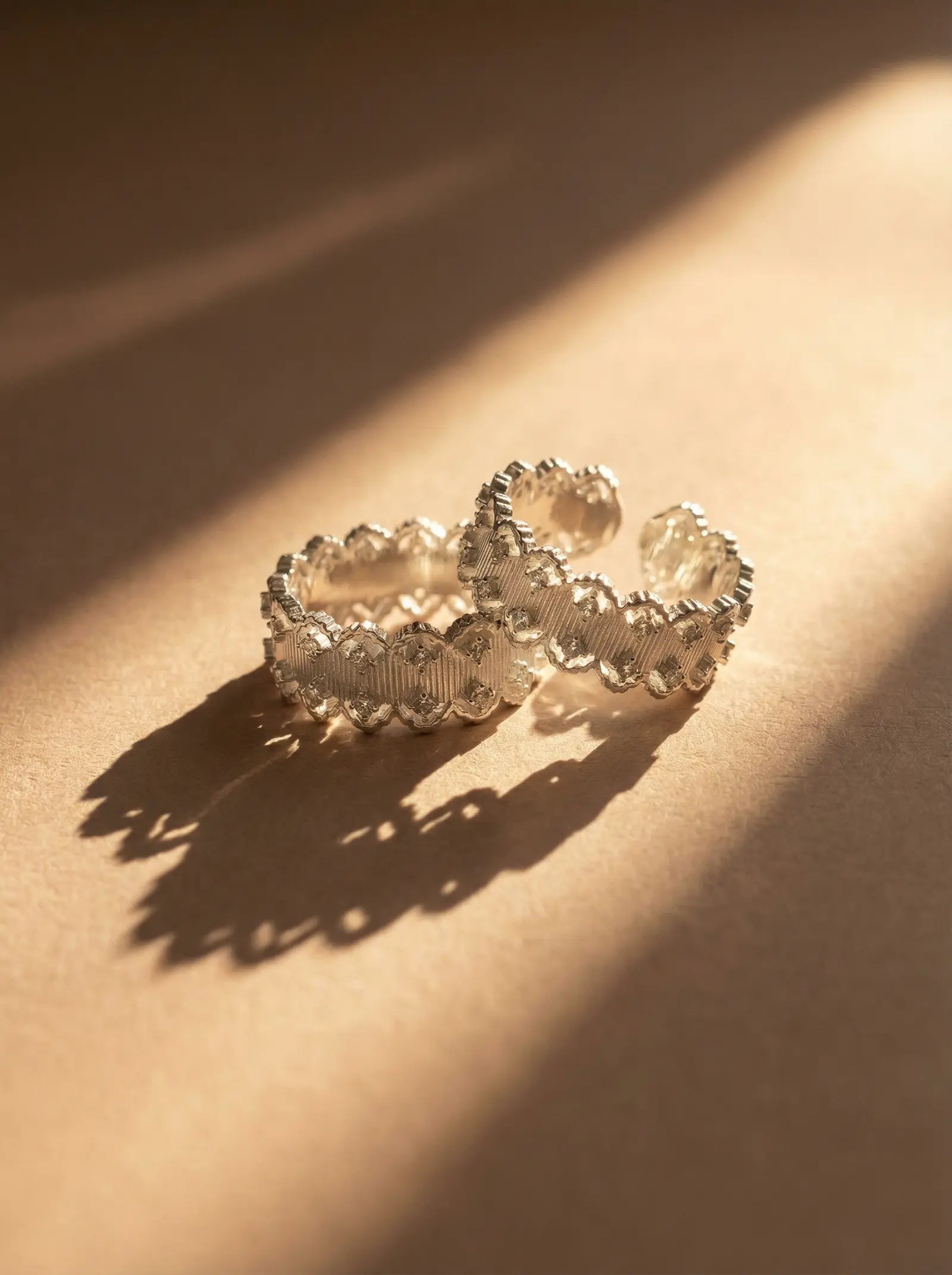 S925 Silver French Lace Brushed Ring (Adjustable)