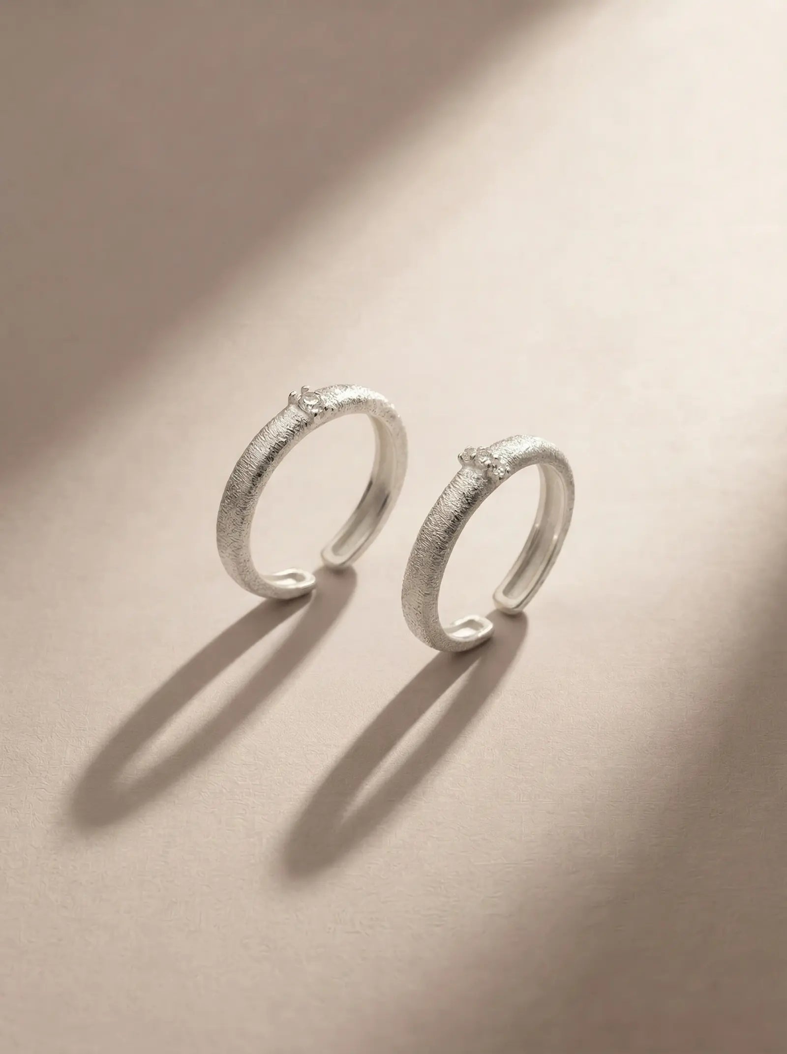 S925 Silver Satin Brushed Zircon Ring (Adjustable)