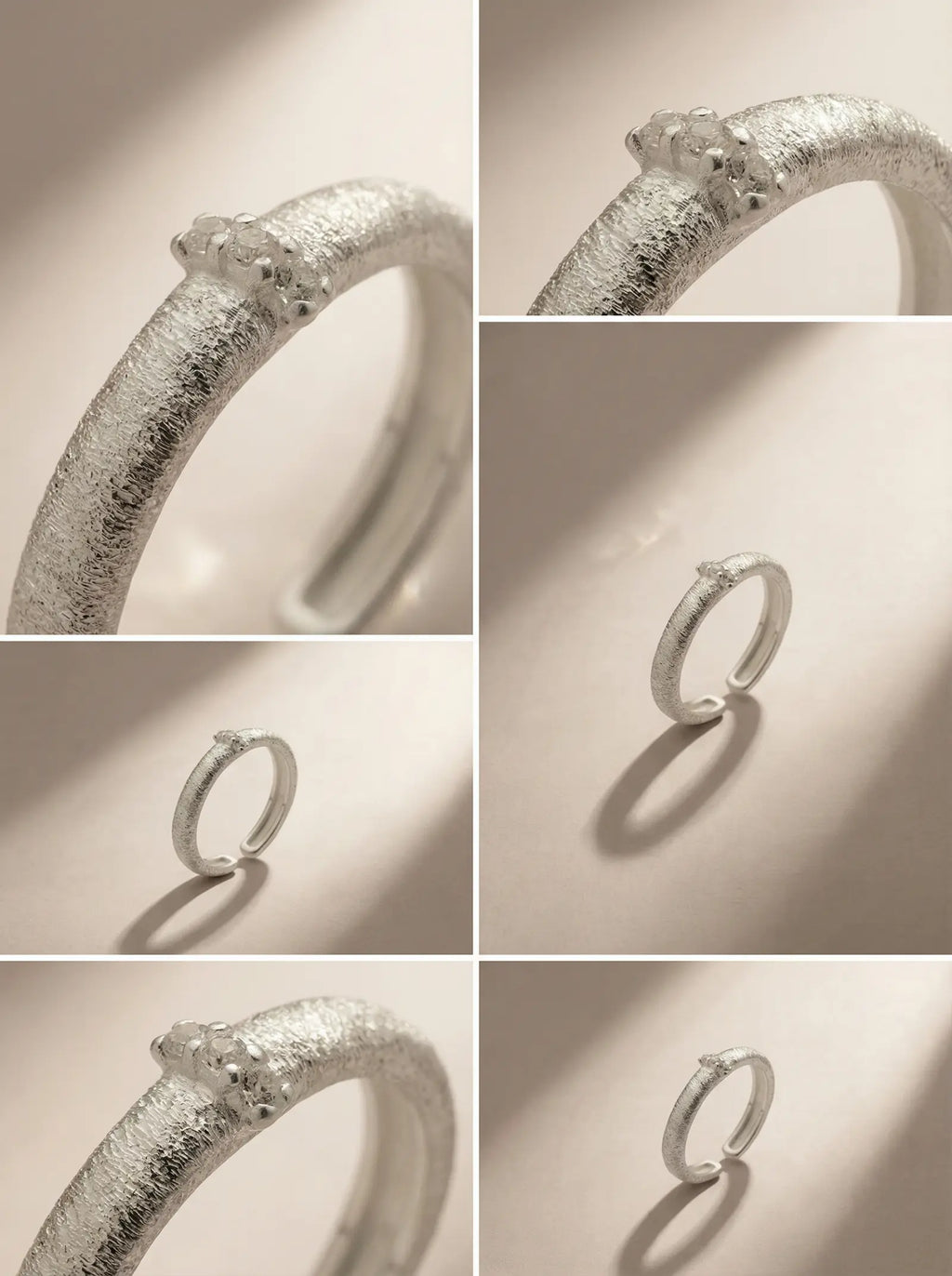 S925 Silver Satin Brushed Zircon Ring (Adjustable)